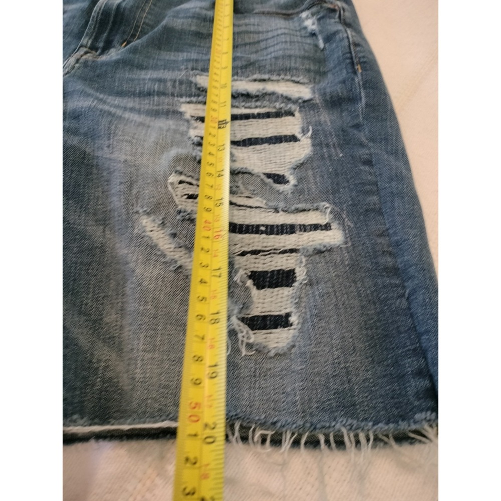 American Eagle Men's Distressed Denim Shorts 36 Patched Rip & Repair Raw Hem - Picture 4 of 16